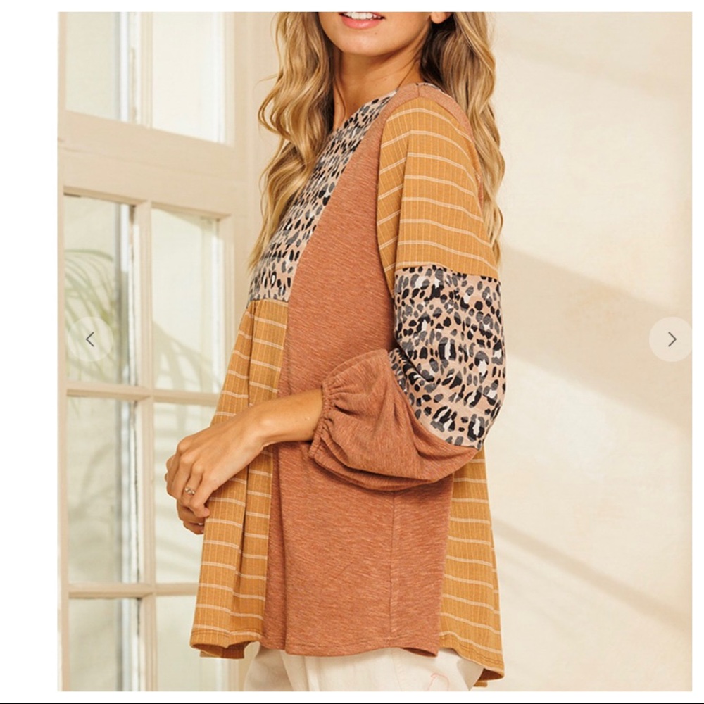 #26 Long Sleeves Color Block Boho Chic Floral Top - Picture 6 of 6